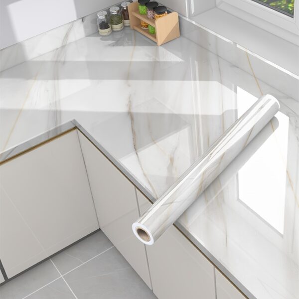 1 Roll Marble Self-Adhesive Wallpaper - Waterproof & Oil-Proof, Easy to Apply for Kitchen & Bathroom Renovation - Image 27