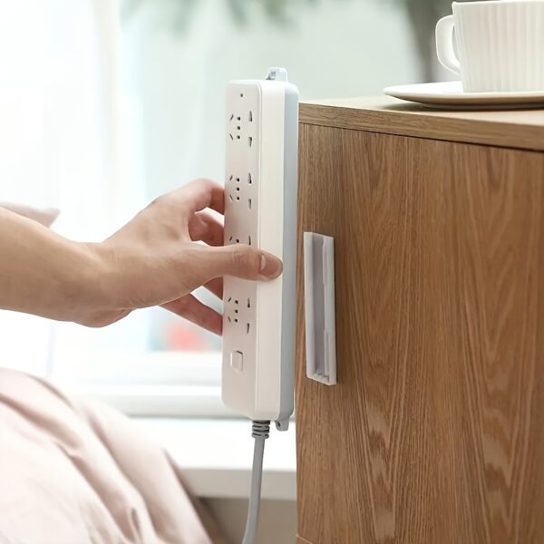 [Customer Favorite] Space-Saving Self-Adhesive Socket Organizer with Cable Management - Easy Install, No Damage Wall Mount Holder, Utility Hooks - Image 2