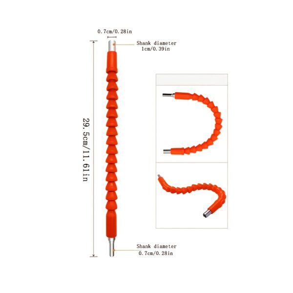 1pc Electric Drill Universal Joint, Orange, Universal Soft Shaft, Electric Screwdriver Drill Bit Extension Holder, Hand Drill Connecting Rod, Multi-functional Flexible Drill Bit Holder - Image 5