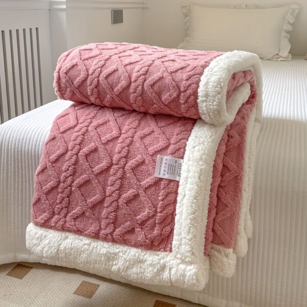 1pc Double-Sided Fleece Bed Blanket, Autumn And Winter Thickened Sofa Blanket, Air Conditioning Blanket, Suitable For All Seasons, Christmas present - Image 17