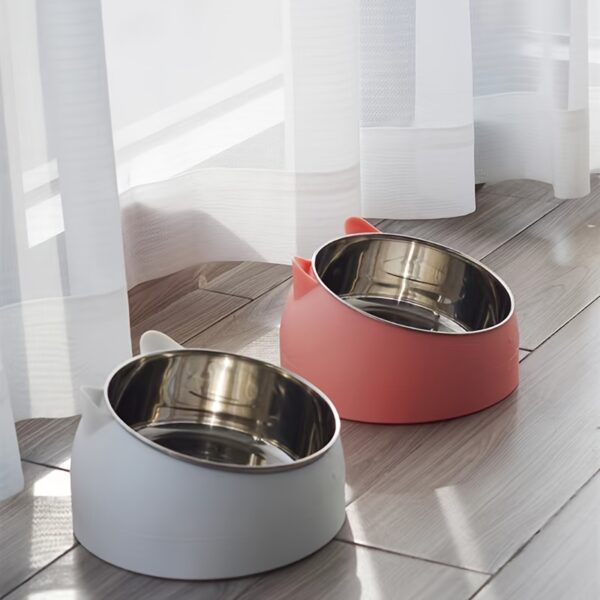 Cat Bowl, 15 Degrees Raised Stainless Steel Cat Feeder Bowl With Non Slip Base, 100ml Cat Food Water Feeder Tilted Pet Bowl For Neck Protection - Image 13