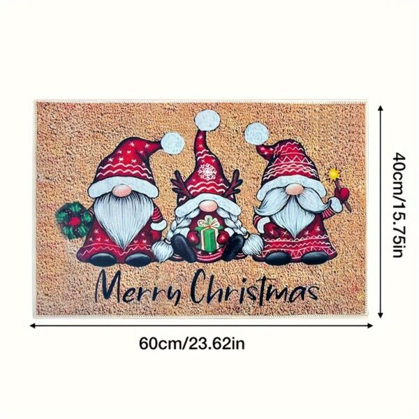 1pc Christmas Gnome Welcome Doormat, Washable Low Pile Indoor Outdoor Entrance Mat, Non-slip Rubber Backing Absorbent Bath Mat, RV Mat, Farmhouse Funny Kitchen Rugs, Suitable For Bathroom Kitchen Ect. - Image 5