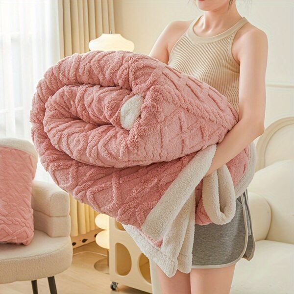 1pc Double-Sided Fleece Bed Blanket, Autumn And Winter Thickened Sofa Blanket, Air Conditioning Blanket, Suitable For All Seasons, Christmas present - Image 18