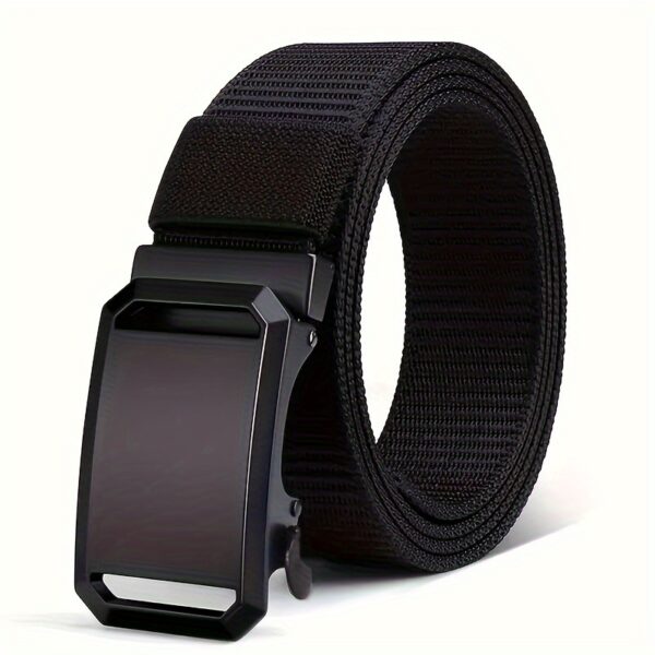 1PC Men's Stylish Canvas Belt with Automatic Buckle - Perfect for Jeans, Outdoor Leisure & Sports Training, BlackValentine's Day - Image 2