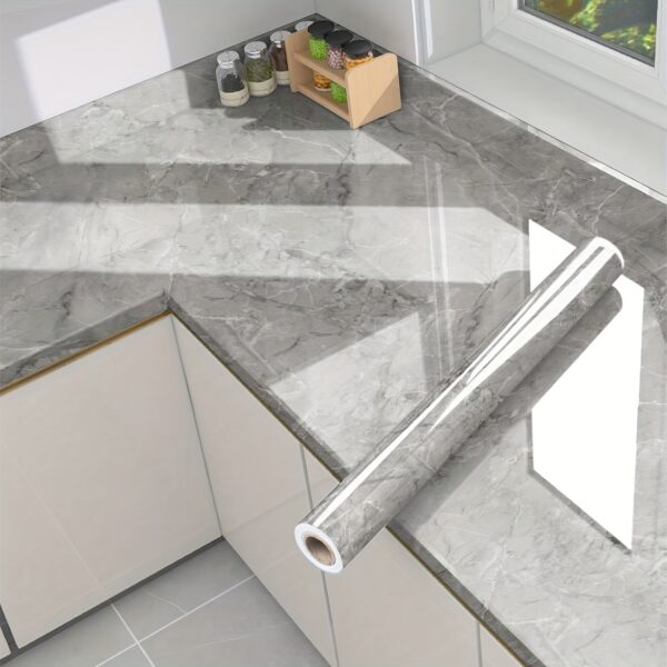 1 Roll Marble Self-Adhesive Wallpaper - Waterproof & Oil-Proof, Easy to Apply for Kitchen & Bathroom Renovation - Image 24