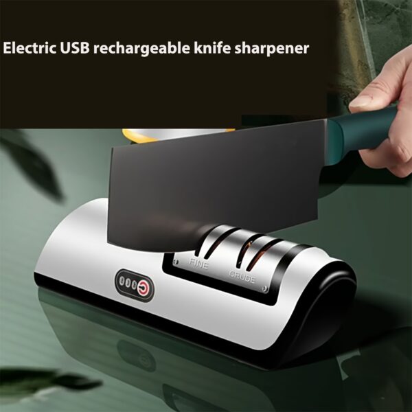 Professional USB Rechargeable Electric Knife Sharpener, 2-Stages Knife Sharpeners 20-Degree Straight Edge, for Kitchen Knives Sharpening and Polishing, Fit for chef knives, slicing knives, santoku knives, paring knives pocket knives, ceramic knives - Image 8