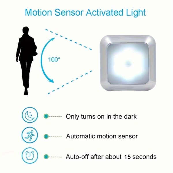 1 Piece Of 6-LED Motion Sensor Night Light, LED Wall Light, Cabinet Light, Wireless Staircase Light, Bedroom Corridor Staircase Indoor Decorative Light - Image 4