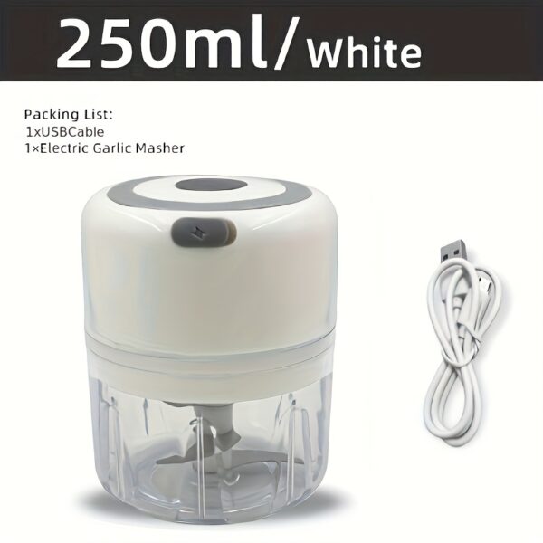 1pc, 250ml Capacity, USB Rechargeable Cooking Machine, Kitchen Garlic Mixer, Small Automatic Cooking Machine, Multi Scene Use Tools, Various Colors, Kitchen Supplies - Image 4
