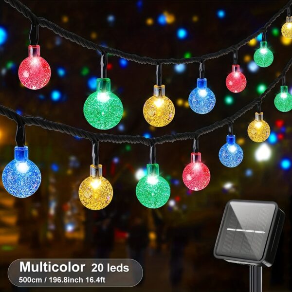 1pack, 20/50/100 LED Large Light Bulb, Solar Crystal Ball, Bubble Light String, Solar Outdoor Light Strip, 8 Lighting Modes, Solar Light String For Garden, Camping, Party, Independence Day, Christmas, Wedding, Ball, Birthday, Courtyard Decoration - Image 7