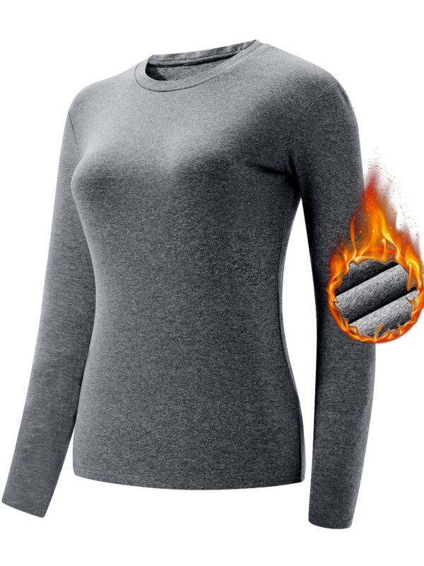 Women's Thermal Tops, Solid Long Sleeve Crew Neck Shirts, Women's Warm Underwear For Winter, Women's Clothing - Image 10