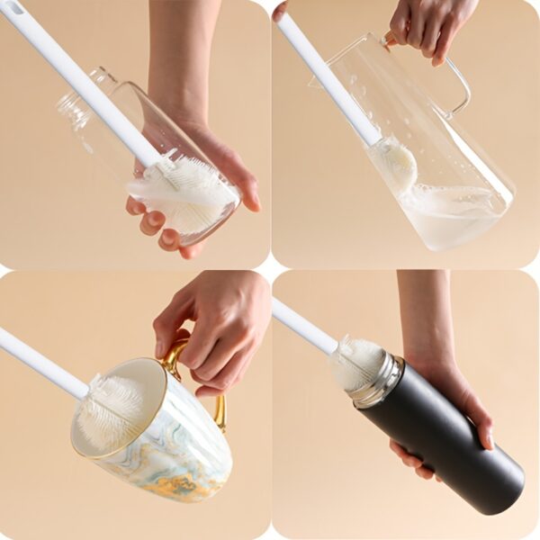 Bottle Brush, Bottle Cleaning Brush with Long Handle, Suitable for Cleaning Narrow-Mouth Containers, Vacuum Sports Bottles, Tumblers, Flasks And Glassware - Image 2