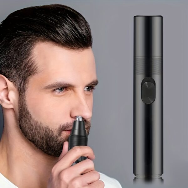 1pc Nose Hair Trimmer, Professional Painless Nose And Ear Hair Trimmer For Women Men, Stainless Steel Head Nose Hair Remover, Mute Efficient Battery-Operated Easy To Clean - Image 4