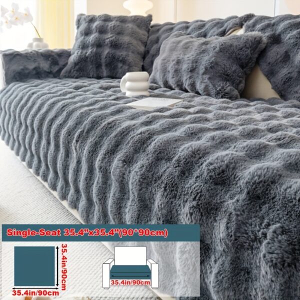 1pc Imitation Rabbit Plush Sofa Cover Winter Warm Thick Plush Soft Sofa Slipcover Pet Favorite Non-slip Protective Couch Cover Furniture Protector For Bedroom Office Living Room Home Decor - Image 15