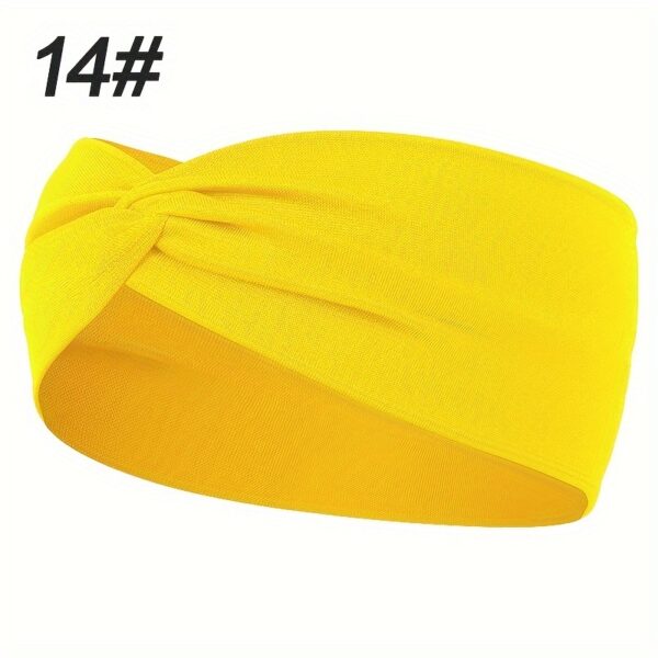 1pcs Solid Color Headband Twist Knotted Hair Band Elastic Hair Band Non Slip Sweat Band Headwear - Image 11