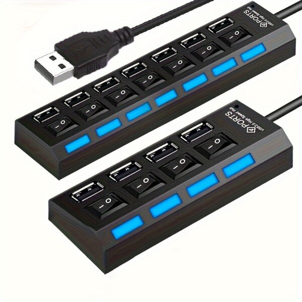 4 IN 1 USB HUB, 7 IN 1 USB 2.0 HUBS,USB Connectivity With 4-Port/7-Port USB 2.0 HUB, LED Power Indicator Docking Station Compatible For Laptops,PC,XBOX,PS4 And Other