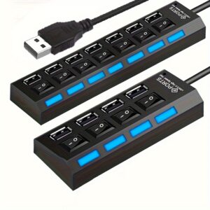 4 IN 1 USB HUB, 7 IN 1 USB 2.0 HUBS,USB Connectivity With 4-Port/7-Port USB 2.0 HUB, LED Power Indicator Docking Station Compatible For Laptops,PC,XBOX,PS4 And Other