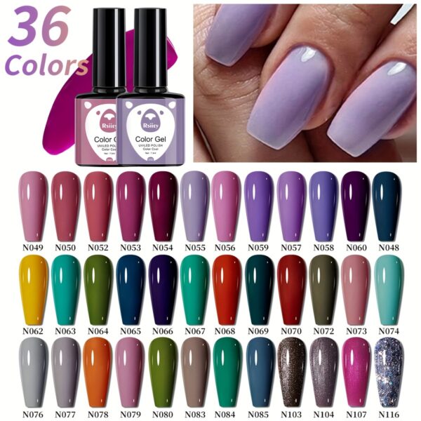 Plastic Bottle 36 Colors - New Autumn And Winter Collection of Colorful Light Therapy Nail Gel, LED Popular Nail Polish, Durable And Strong Salon Quality Manicure. - Image 2