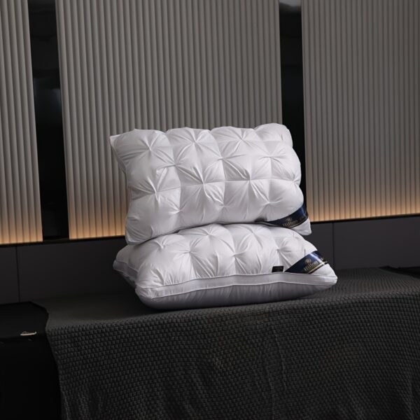 1pc Luxury 5-Star Hotel Quality Pillow, 600g Weight, 48.26x73.66 cm - Deep Sleep Neck Support, Non-Collapse High Pillow Core for All Seasons, White Satin Finish, Pillows for Sleeping - Image 5