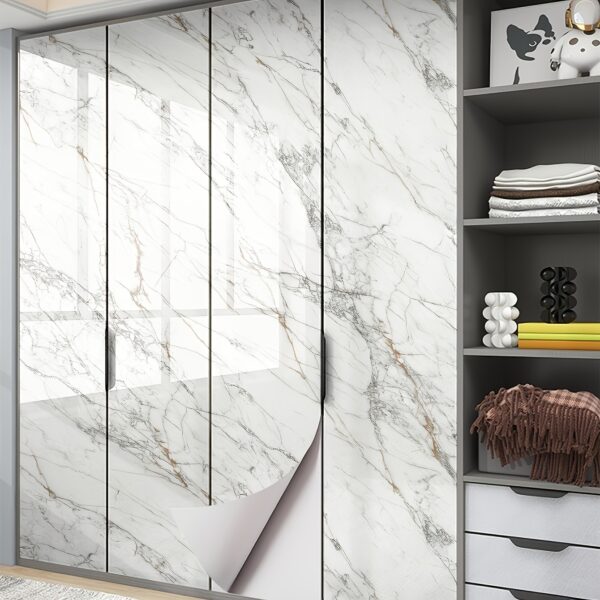 1 Roll Marble Self-Adhesive Wallpaper - Waterproof & Oil-Proof, Easy to Apply for Kitchen & Bathroom Renovation - Image 14