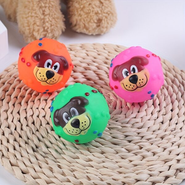 Dog Ball, Cute Pet Puppy Dog Face Ball Molar Throwing Training Soft Squeak Sound Play Toy - Image 10