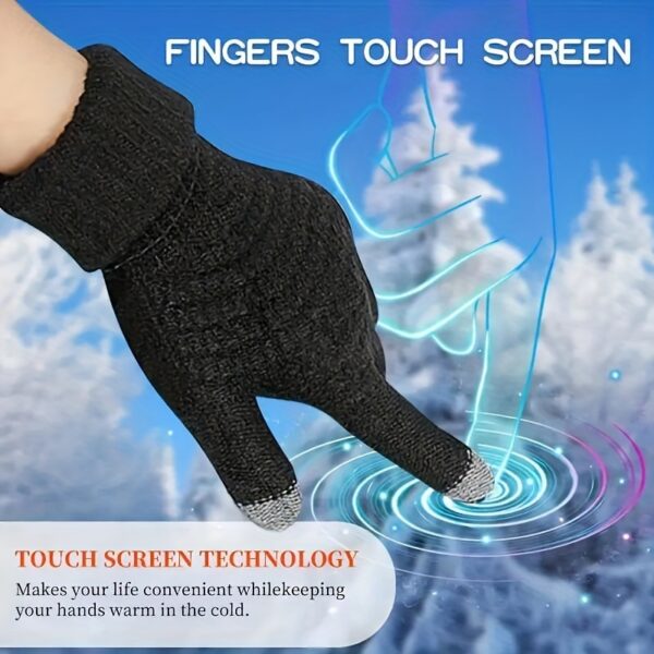 1/2/3 Pairs Knit Thermal Winter Gloves, Solid Color Touch Screen Thickened Sports Gloves For Cycling Hiking - Image 5