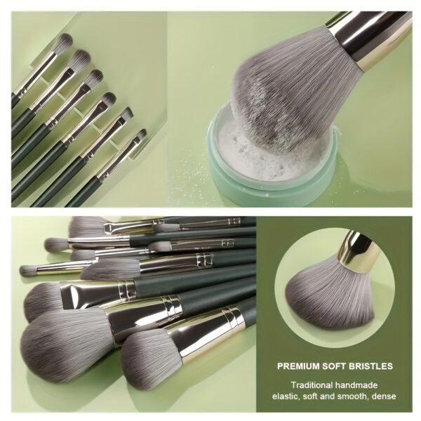 14pc Luxurious Plush Makeup Brush Set - Soft, Gentle, and High-Quality Nylon Bristles for Flawless Foundation, Contouring, Blending, and Eye Detailing - Ideal for All Skin Types, Cruelty-Free, and Unscented - Image 9