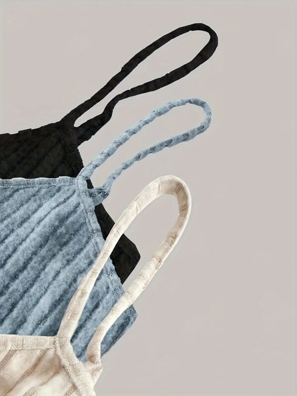 3pcs Ribbed Spaghetti Strap Tank Top, Casual Sleeveless Tank Top For Summer, Women's Clothing - Image 10