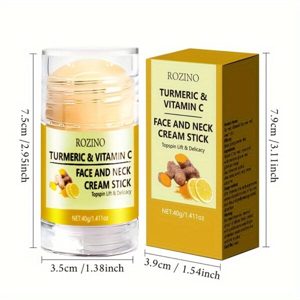 ROZINO Turmeric & Vitamin C Hydrating Face and Neck Cream Stick, 40g - Moisturizing, Lock-in Hydration for Smooth, Radiant Skin, Hypoallergenic, Suitable for All Skin Types - Image 5