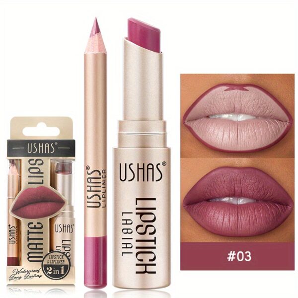 Golden Box Matte Lipstick + Lip Liner Lasting Waterproof Nude Lipstick 24 Hour Waterproof Velvet Nonstick Cup Lipgloss Lip Stain Pigmented Lip Makeup Valentine's Day Gifts - Image 19