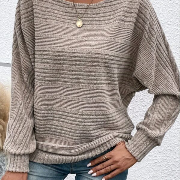 Solid Crew Neck Pullover Sweater, Casual Batwing Sleeve Loose Sweater, Women's Clothing - Image 11