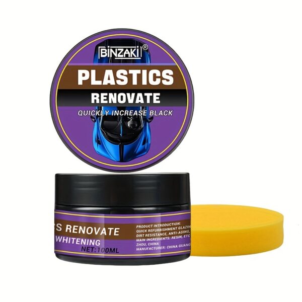 Multi-Purpose Car Restoration Wax - Plastic Parts Refurbisher, Interior Shine Enhancer, Tire Protector & Yellowing Repair for Black Vehicles - Image 6