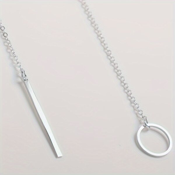 Monochrome Circle With Rod Y-Necklace Alloy Neck Jewelry Simple Style Clavicle Necklace For Women - Image 15