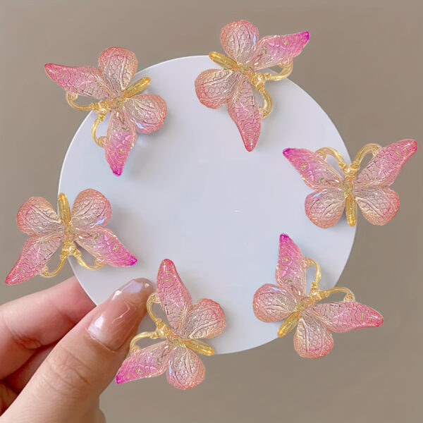 5pcs Whimsical Boho Butterfly Hair Clips for Girls - Sparkling Alloy Hair Accessories with Adorable Design - Perfect for Little Princesses - Image 7