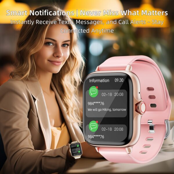 DESERTCAT Smart Watch, 1.83" Full Touch Screen, Activity Tracker with Call & Message Functions, Pedometer, Multiple Sports Modes, Compatible with iOS/Android Devices, Simple Style, Silicone Strap, Alloy Case, Ideal Gift for Any Occasion, Smart Watch for A - Image 8