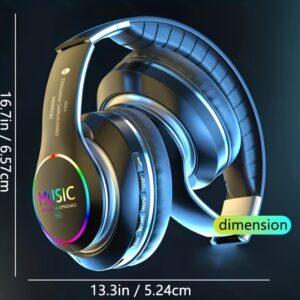 [Wireless Deep Bass Headphones] Foldable Wireless Headphones with Deep Bass, Lightweight Gaming Earbuds with Built-in Mic, 3.5mm Audio Cable Compatible, USB Type-C Charging, Non-Waterproof, Push Button Volume Control, for Travel & Work, Adult - No Charger