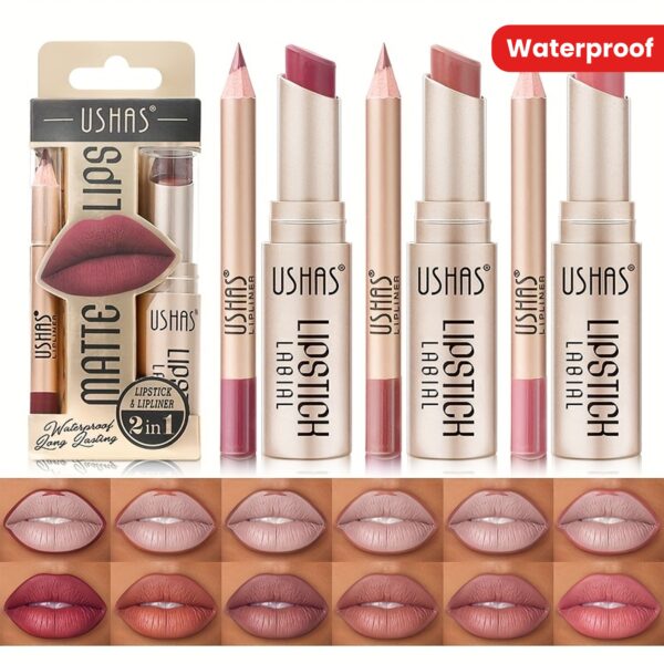 Golden Box Matte Lipstick + Lip Liner Lasting Waterproof Nude Lipstick 24 Hour Waterproof Velvet Nonstick Cup Lipgloss Lip Stain Pigmented Lip Makeup Valentine's Day Gifts - Image 28