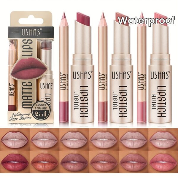 Golden Box Matte Lipstick + Lip Liner Lasting Waterproof Nude Lipstick 24 Hour Waterproof Velvet Nonstick Cup Lipgloss Lip Stain Pigmented Lip Makeup Valentine's Day Gifts - Image 20