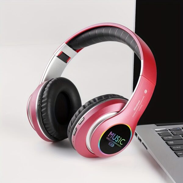 [Wireless Deep Bass Headphones] Foldable Wireless Headphones with Deep Bass, Lightweight Gaming Earbuds with Built-in Mic, 3.5mm Audio Cable Compatible, USB Type-C Charging, Non-Waterproof, Push Button Volume Control, for Travel & Work, Adult - No Charger - Image 11
