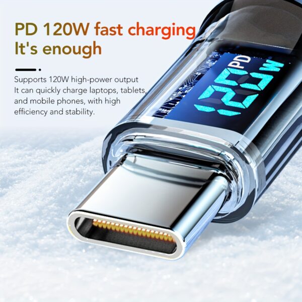 Super Fast Charging Cable: 120W 6A USB Type C Charge Cable With LCD Display - Image 7