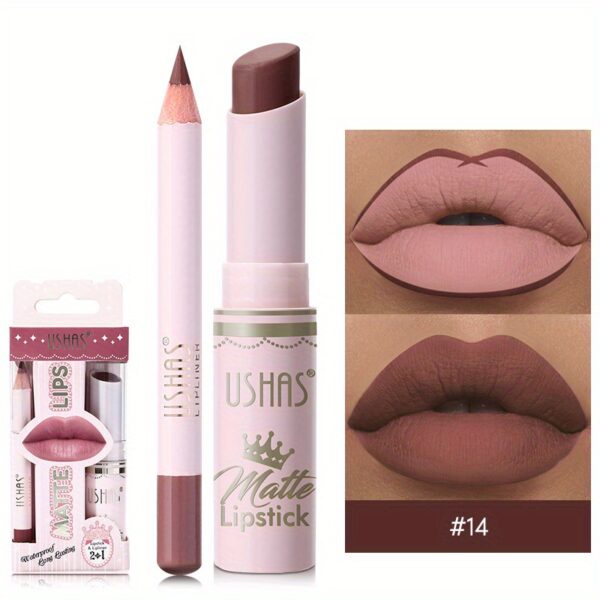 Golden Box Matte Lipstick + Lip Liner Lasting Waterproof Nude Lipstick 24 Hour Waterproof Velvet Nonstick Cup Lipgloss Lip Stain Pigmented Lip Makeup Valentine's Day Gifts - Image 35
