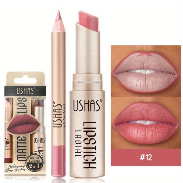 Golden Box Matte Lipstick + Lip Liner Lasting Waterproof Nude Lipstick 24 Hour Waterproof Velvet Nonstick Cup Lipgloss Lip Stain Pigmented Lip Makeup Valentine's Day Gifts - Image 13