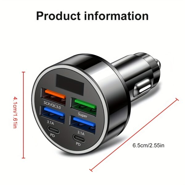 XJDR Multi Port 2PD 4USB Car Charger Fast Charging PD QC3.0 USB C Car Phone Charger Type C Adapter in Car - Image 2