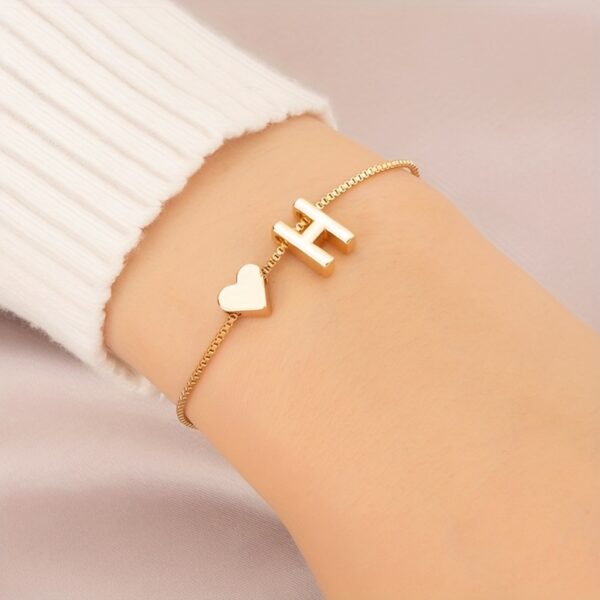 1pc Mini Love Heart Letter Beads Thin Chain Bracelet Simple Minimalist Hand Chain Jewelry - Image 15