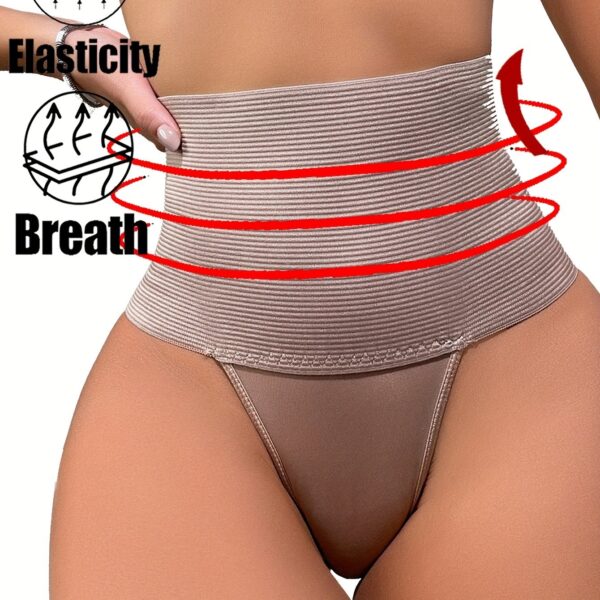 Women's High Waist Control Shaping Thong Panties - Breathable Elastic Comfort, Tummy Control & Posture Support, Solid Color Casual Attire Underwear, Tummy Control Underwear | Snug Fit Design | Breathable Fabric - Image 7