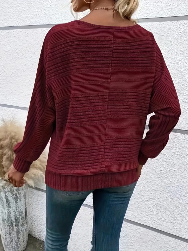Solid Crew Neck Pullover Sweater, Casual Batwing Sleeve Loose Sweater, Women's Clothing - Image 8