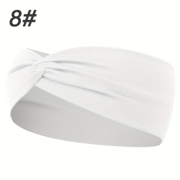 1pcs Solid Color Headband Twist Knotted Hair Band Elastic Hair Band Non Slip Sweat Band Headwear - Image 25