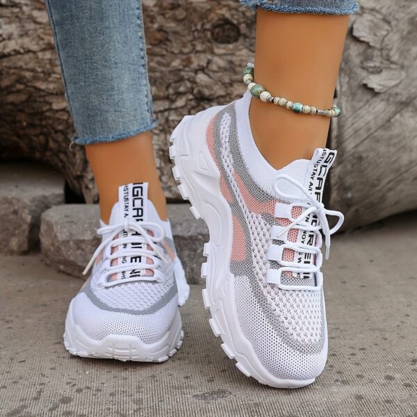 Women's Breathable Mesh Platform Sneakers, Casual Lace Up Outdoor Shoes, Comfortable Low Top Sport Shoes plus size - Image 10