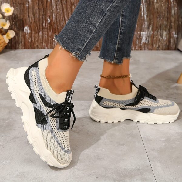 Women's Breathable Mesh Platform Sneakers, Casual Lace Up Outdoor Shoes, Comfortable Low Top Sport Shoes plus size - Image 14