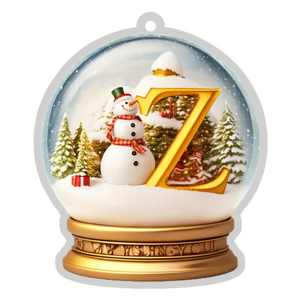 Acrylic Crystal Globe Christmas Ornament with Snowman Figurine - Hanging Alphabet Letters A-Z, Art Deco Style, Thanksgiving & Christmas Tree Decor, No Battery Required - Image 30