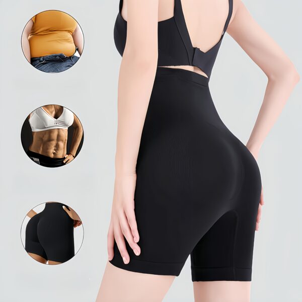 1pc High-Waist Tummy Control Shapewear Shorts for Women - Seamless, Butt Lifting, Comfortable Fit in Black or Beige, Ribbed Texture, Postpartum Support & Fitness Girdle Briefs, Seamless Undergarment|Invisible Waistband|Smooth Seamless Design - Image 6